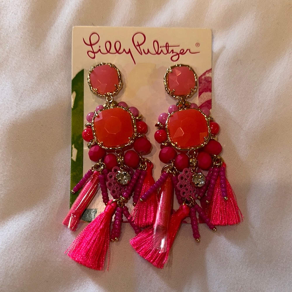 Lilly Pulitzer Pink and Orange Statement Earrings